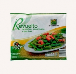 El Cultivador Revuelto ajetes espárragos y gambas
