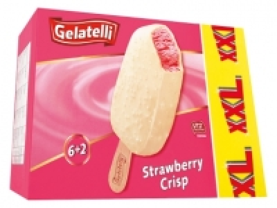 Lidl  GELATELLI Helado de fresa crujiente XXL