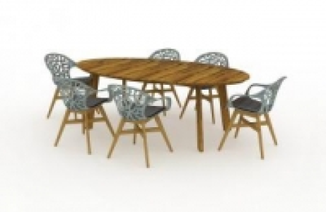 Mesa Elíptica Teca Reciclada 220x120 cm