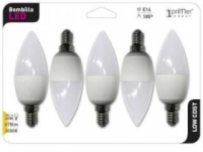 Pack de 5 Bombillas LED Smd Vela Plástico 5W = 40W 470Lm E14