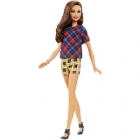 Toysrus  Barbie - Muñeca Fashionista Pantalón Corto Escocés Amarillo 