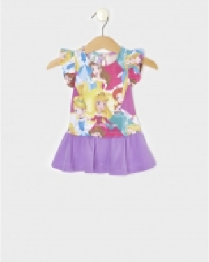 Abito in jersey stretch con stampa Principesse