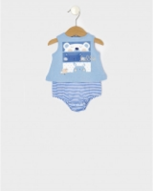 Tutina a canotta azzurra con animali