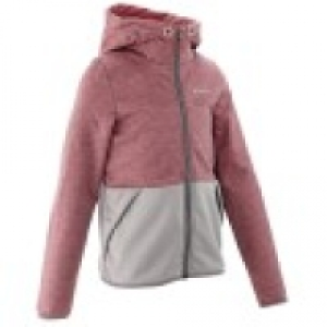 Chaqueta capucha travesía niña rojo coral QUECHUA