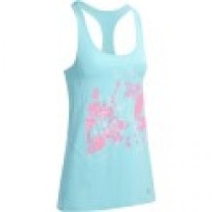 Domyos Camiseta sin mangas fitness cardio mujer estampado fondo azu