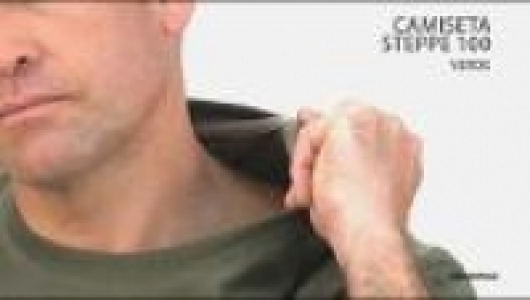 Camiseta steppe 100 manga corta camuflaje marr&oacute;n SOLOGNAC