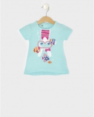 T-shirt mezze maniche azzurra con coniglio e maschera 2.40&nbsp;&euro;