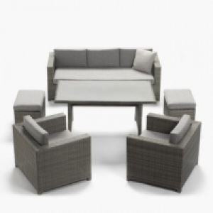 Conjunto Comedor y Relax Mesa + Sofá + 2 Sillones + 2 Tabure