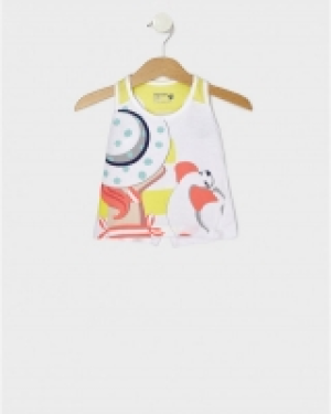 Canotta in jersey bianca e gialla con bambina e cane 1.99&nbsp;&euro;