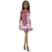 Toysrus  Barbie - Muñeca Fashionista Vestido Piel de Pitón Rosa