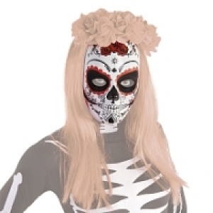 M&aacute;scara Calavera Katrina Rosas Rojas D&iacute;a de los Muertos