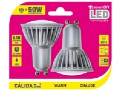 Pack de 2 Bombillas Led Spotlight 6W GU10 Cálida