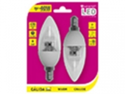 Pack de 2 Bombillas Led Vela Clara 5W E14 Cálida