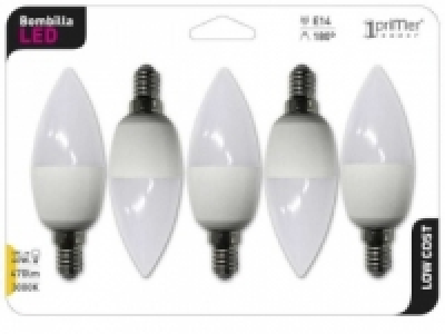 Pack de 5 Bombillas Led Vela 6W E14 Cálida 9.90 €