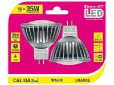 Carrefour  Pack de 2 Bombillas Led Spotlight 3W GU5.3 Cálida