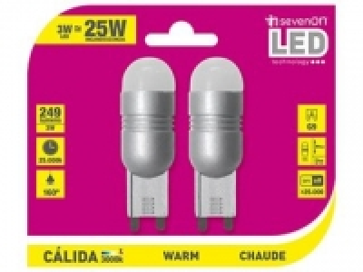 Pack de 2 Bombillas Led 3W G9 Cálida