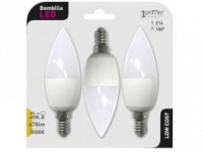 Pack de 3 Bombillas Led Vela 6W E14 Cálida 6.90 €