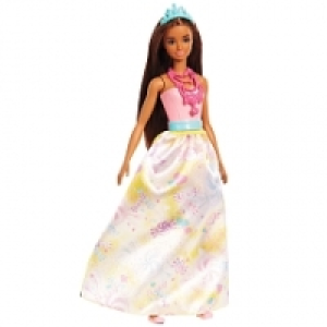 Barbie - Muñeca Pelo Castaño y Top Rosa - Princesa Dreamtopi