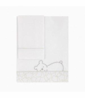 Carrefour  Juego Sabanas Cuna 60x120 Petit Praia Dream Beige Bordadas