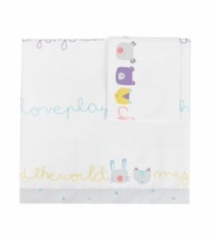 Carrefour  Juego Sábana Cuna 70x140 Cm Petit Praia Friends Letras