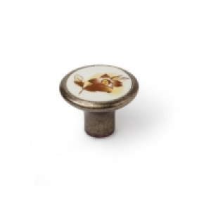 Pomo Redondo Plano Porcelana 35 Mm Cuero Viejo - F