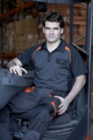 Polo Coolway Top Range Negro Naranja L