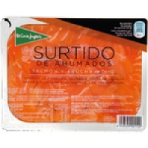 EL CORTE INGLES surtido de ahumados salmón y trucha en tacos 4.98 €