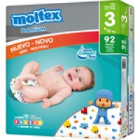 Hipercor  MOLTEX Premium pañales de 4 a 10 kg talla 3 paquete 92 unida