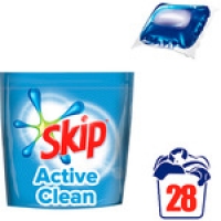 Hipercor  SKIP detergente máquina líquido Active Clean envase 28 cápsu