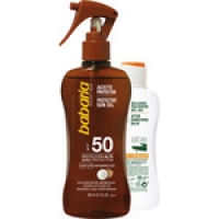 Hipercor  BABARIA pack aceite protector FP-50 Coco 200 ml + aftersun A