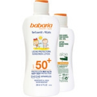 Hipercor  BABARIA pack leche protectora infantil FP-50+ 200 ml + after