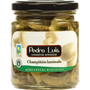 PEDRO LUIS champiñon laminado ecológico frasco 124 g neto es 2.15 €