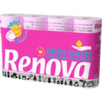 Hipercor  RENOVA papel higiénico perfumado 3 capas rosa paquete 12 rol