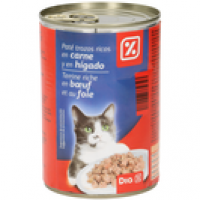 Clarel  alimento para gatos paté trozos ricos en carne/hígado lata 4
