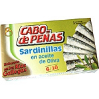 Hipercor  CABO DE PEÑAS sardinillas en aceite de oliva 6-10 piezas lat