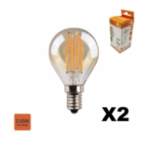 Pack De 2 - Bombilla Esferica Filamento Led Cristal Vintage