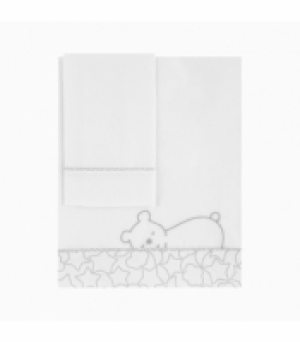 Juego Sabanas Cuna 70x140 Petit Praia Dream Gris Bordada