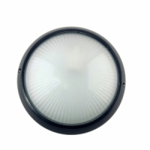 Plaf&oacute;n Estanco Ip54 Circular E-27 Negro Con Sensor