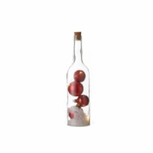 Botella Navidad Con Bolas Rojas Y 5 Led