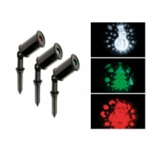 Set 3 Proyectores Led Exterior (santa, Arbol Y Muñeco De Nie