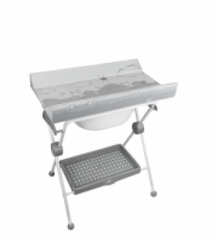 Bañera Cambiador Bebé Plastimyr Plegable Cigüeña Gris