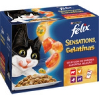 Hipercor  FELIX SENSATIONS alimento húmedo para gatos con una selecció