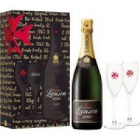 Hipercor  LANSON champagne black label brut botella 75 cl + dos copas