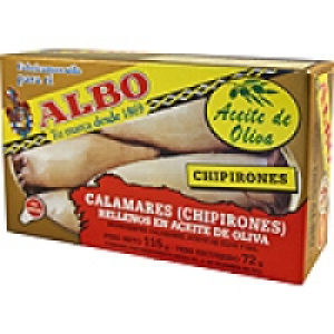 ALBO chipirones rellenos en aceite de oliva lata 72 g neto e 3.99 €