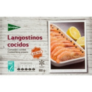 EL CORTE INGLES langostinos cocidos 48/64 piezas estuche 800 7.50 €