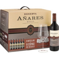 Hipercor  AÑARES vino tinto reserva D.O. Rioja caja 6 botellas 75 cl +