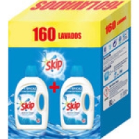 Hipercor  SKIP Active Clean detergente máquina líquido azul pack 2 bot