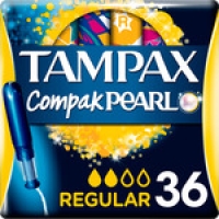Hipercor  TAMPAX tampones Compak Pearl Regular caja 36 unidades