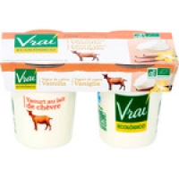 Hipercor  VRAI yogur de cabra sabor vainilla ecológico pack 2 unidades