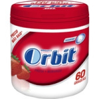 Hipercor  ORBIT chicles de fresa sin azúcar 60 unidades bote 84 g